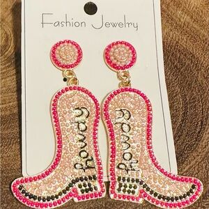 Pink and Gold Cowboy Boot Earrings